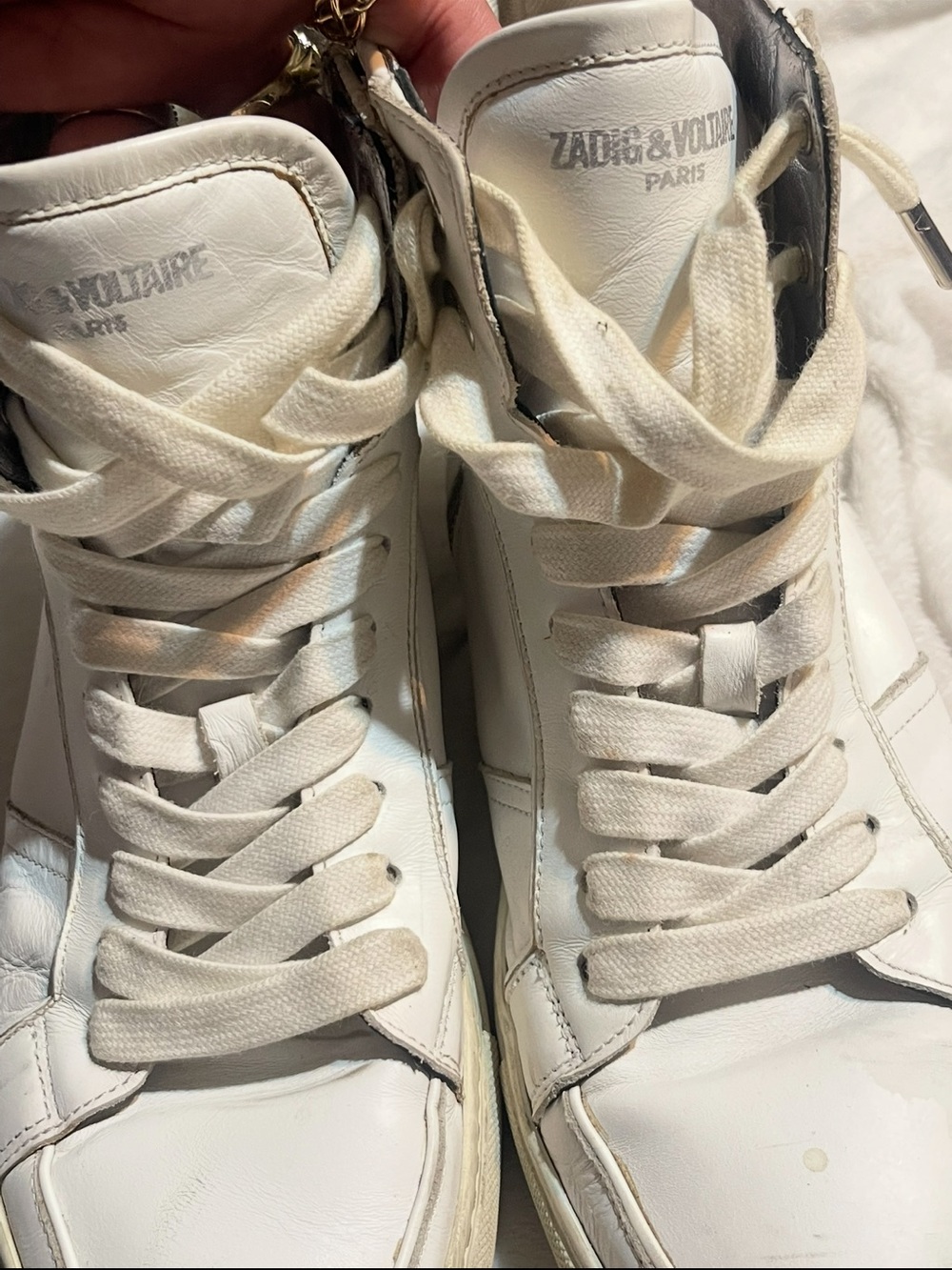 Zadig & Voltaire Off-White Leather High-Top Sneakers